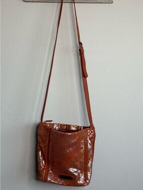 Sharif Coppery metalic Orange suede and Leather Crossbody Bag